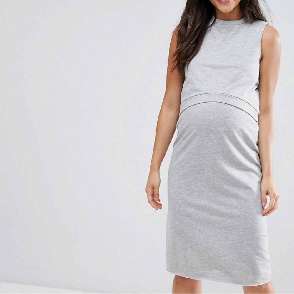 Grey ASOS maternity/nursing dress